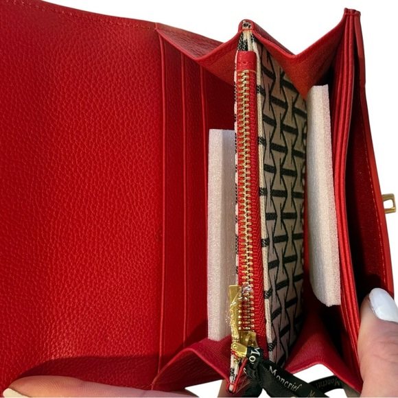 MONCRIEF London Larissa Red Leather Wallet London Designer NEW - Picture 3 of 7